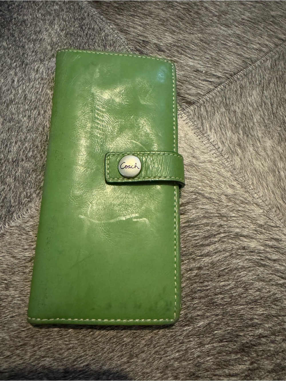Coach Green Leather Snap Wallet